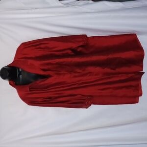 Avenue garnet 100% silk lined hidden button beaded cuff long lightweight jacket